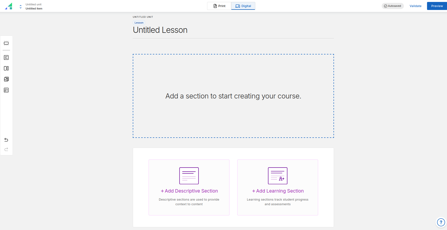 Interfaz de la Authoring Experience