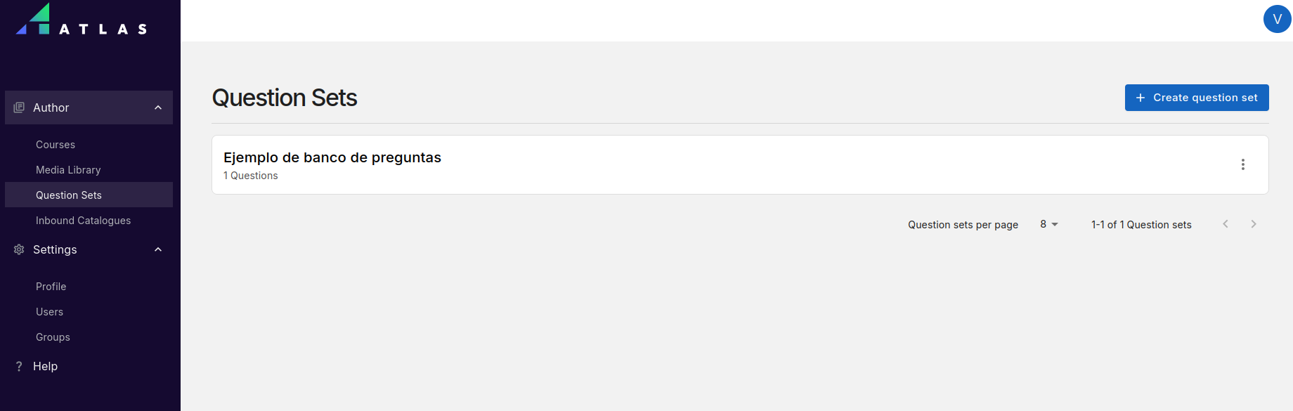 Interfaz de un banco de preguntas
