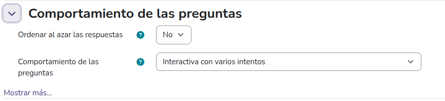 Configuración del examen (parte 2).