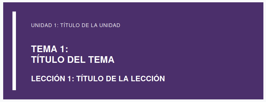Header de inicio de lección.